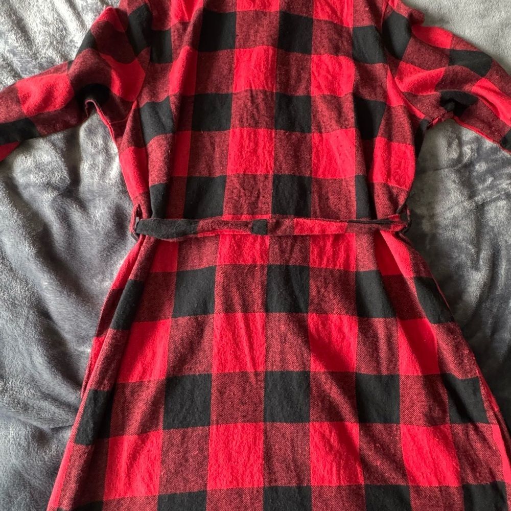Red Black Plaid Shirt Dress Womens 14 Belted Casual Chic Dress NWT Boohoo - Picture 9 of 9